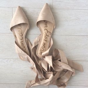 Sam Edelman Brandie Nude Lace-Up Flats Ballet